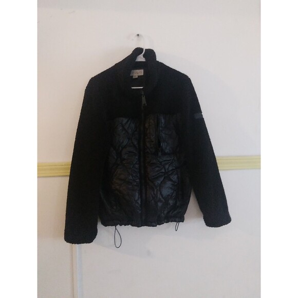 Koolaburra By Ugg Women’s Puffer Full Zip Jacket Black  Faux Fur Sherpa Collar - Picture 1 of 9